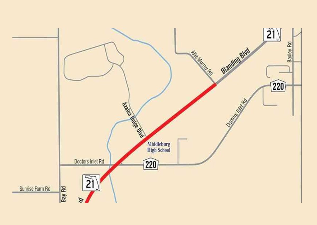 FDOT cambiará de carril en Blanding Blvd en dirección norte esta noche 31 de mayo