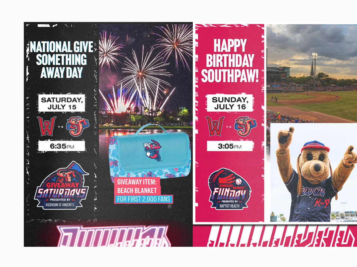 Fin de semana lleno de acción con “The homestand Jumbo Shrimp” fuegos artificiales, sorteo de mantas de playa y cumpleaños de Southpaw Fin de semana lleno de acción con “The homestand Jumbo Shrimp” fuegos artificiales, sorteo de mantas de playa y cumpleaños de Southpaw