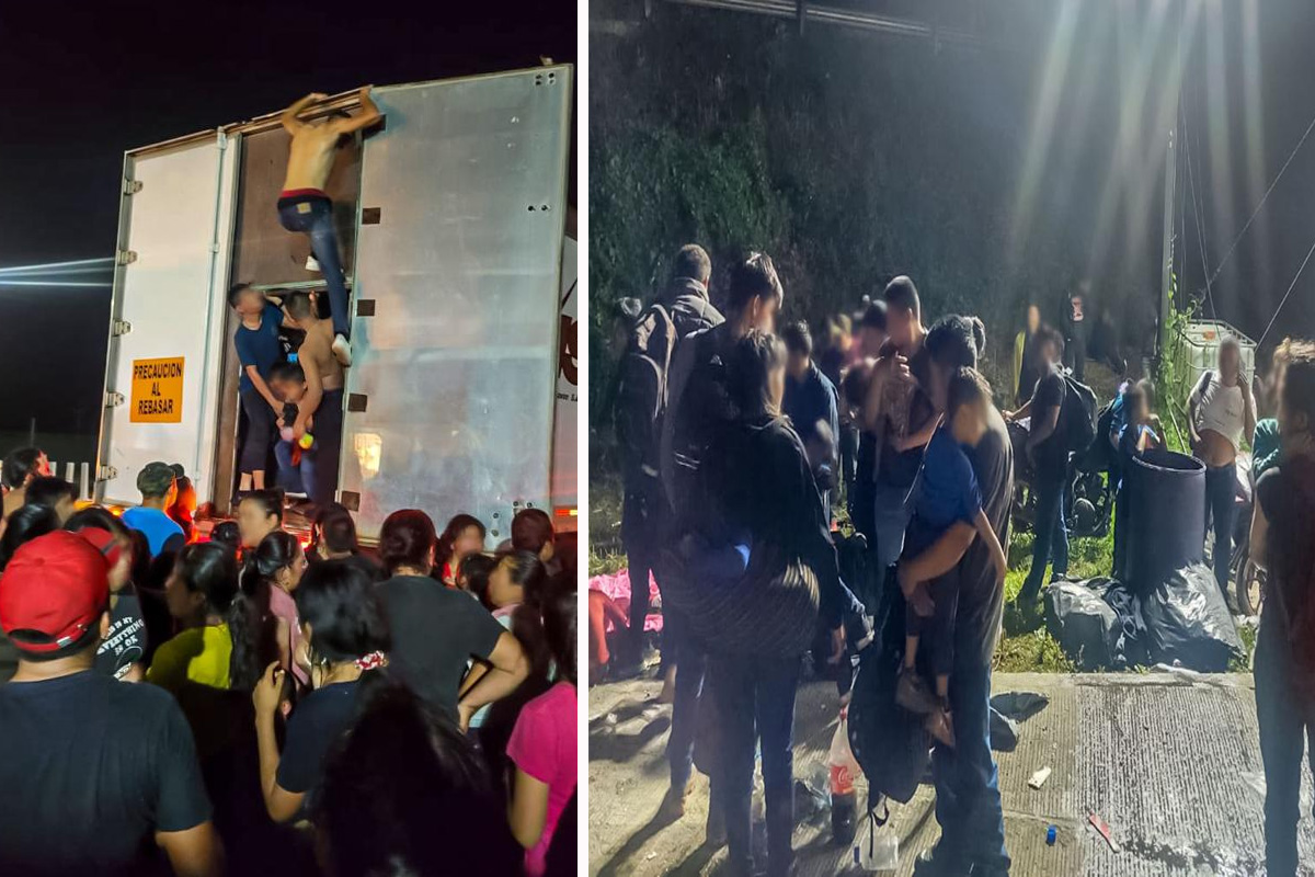 Localizan 350 migrantes de Guatemala, Ecuador, Honduras y El Salvador hacinados en la caja de un tráiler en México
