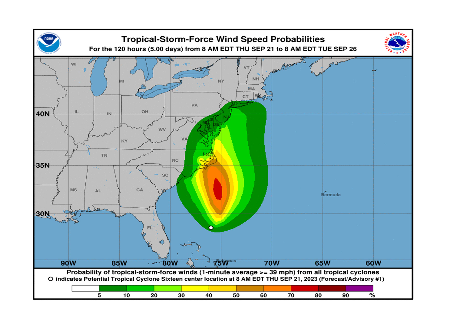 Se forma potencial ciclón tropical 16 cerca del noreste de Florida
