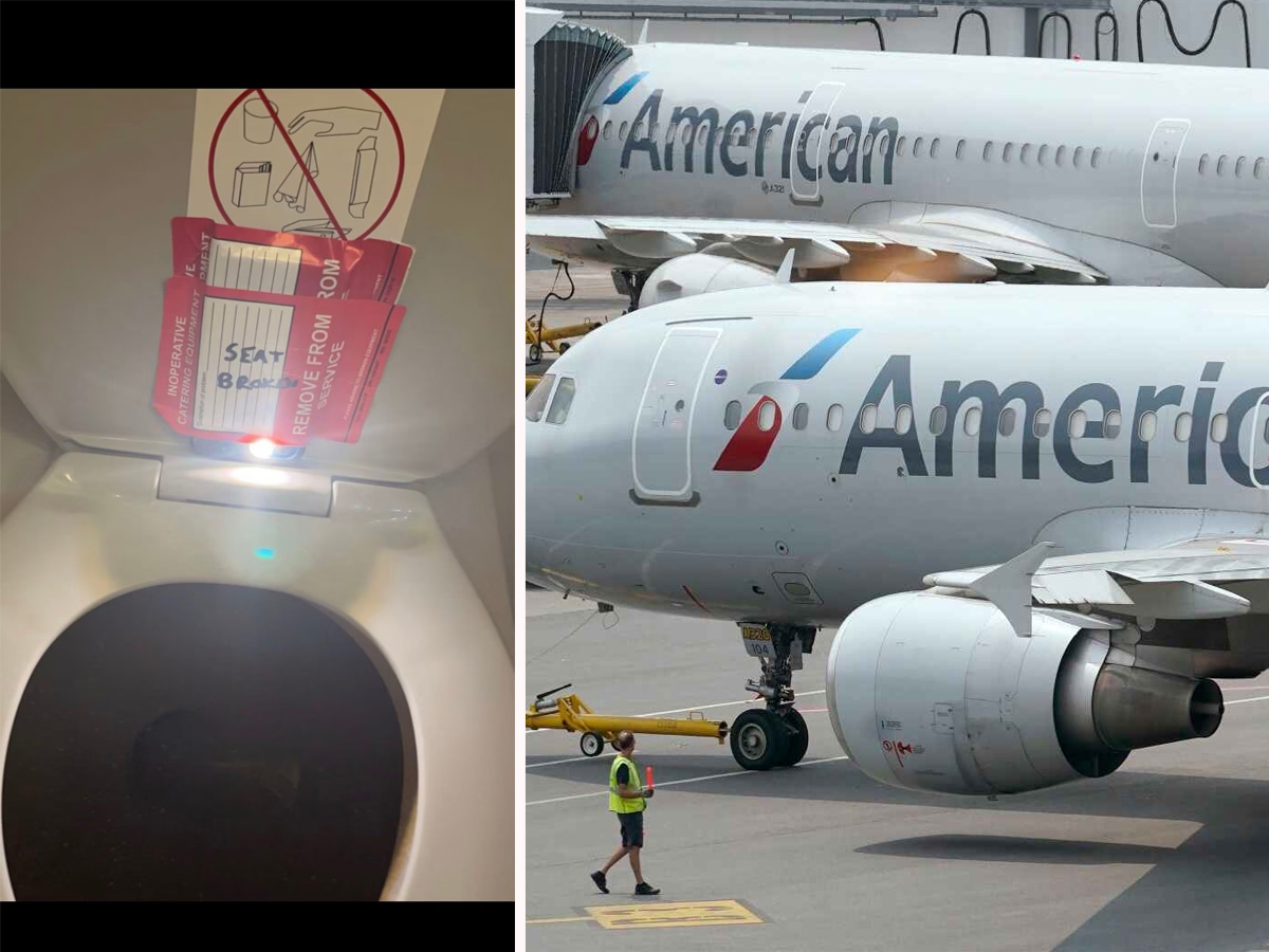 Adolescente de 14 años encuentra un iPhone pegado con cinta adhesiva al asiento del inodoro en un vuelo de American Airlines