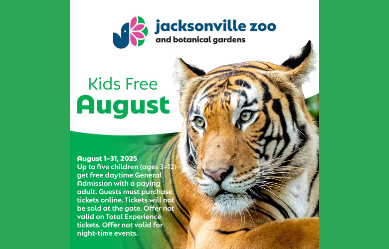 El zoológico y Jardín Botánico de Jacksonville ofrece entradas gratuita para niños durante todo agosto
