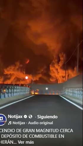 INCENDIO DE GRAN MAGNITUD CERCA DE DEPÓSITO DE COMBUSTIBLE EN TEHERÁN