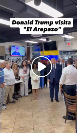 DONALD TRUMP VISITA EL AREPAZO EN MIAMI Y DESATA REVUELO ENTRE CLIENTES… DONALD TRUMP VISITA EL AREPAZO EN MIAMI Y DESATA REVUELO ENTRE CLIENTES…