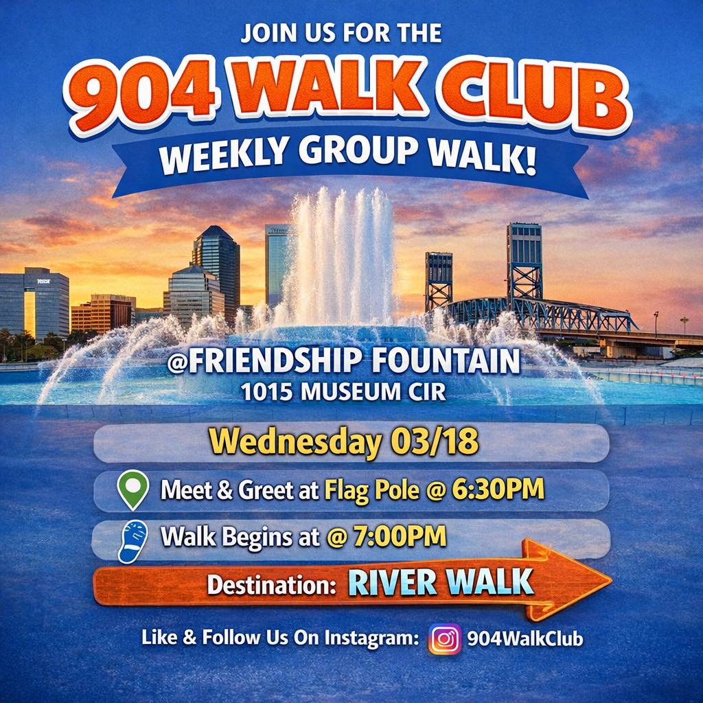 Miércoles de caminata grupal semanal del 904 Walk Club en la Fuente de la Amistad