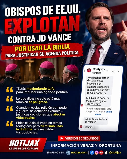 OBISPOS DE EE.UU. RESPONDEN A JD VANCE POR USAR LA BIBLIA EN TEMAS POLÍTICOS