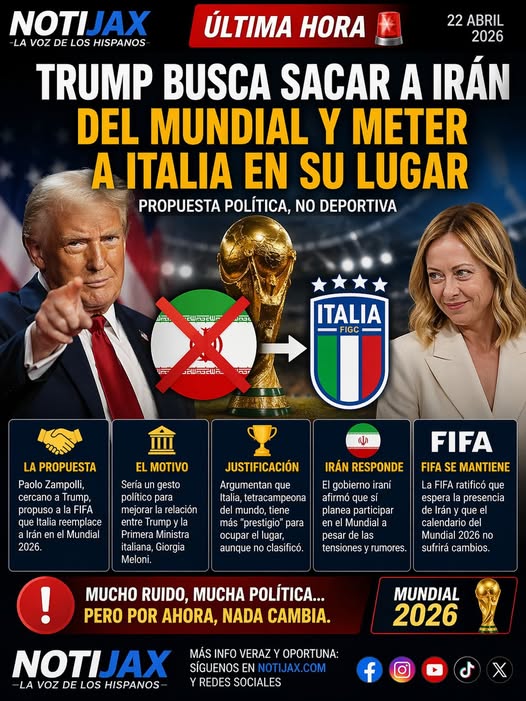 TRUMP BUSCA SACAR A IRÁN DEL MUNDIAL Y METER A ITALIA EN SU LUGAR