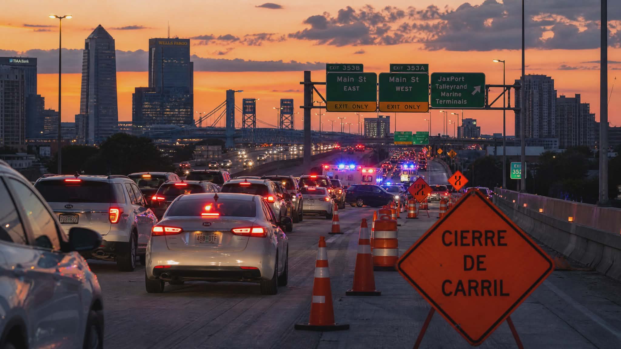 CHOQUES Y CIERRES COMPLICAN EL TRÁFICO EN JACKSONVILLE