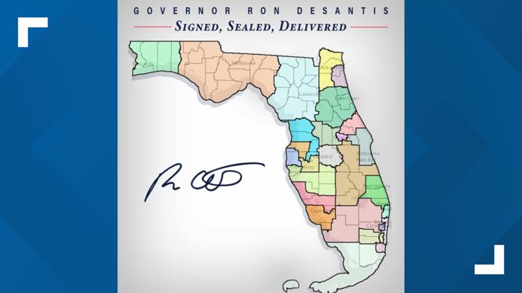 El gobernador de Florida, Ron DeSantis, firma un nuevo mapa del Congreso para convertirlo en ley