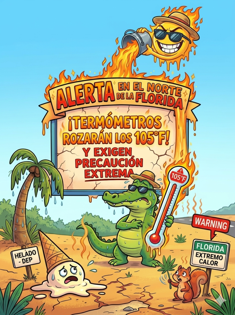 ALERTA EN EL NORTE DE LA FLORIDA: TERMÓMETROS ROZARÁN LOS 105 GRADOS Y EXIGEN PRECAUCIÓN EXTREMA