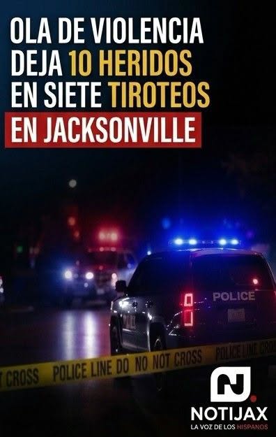 OLA DE VIOLENCIA DEJA 10 HERIDOS EN SIETE TIROTEOS EN JACKSONVILLE