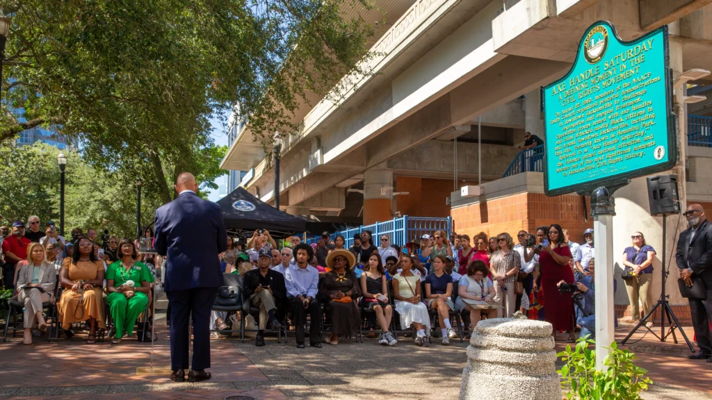 Jacksonville commemorates Axe Handle Saturday with Civil Rights Trail marker unveiling