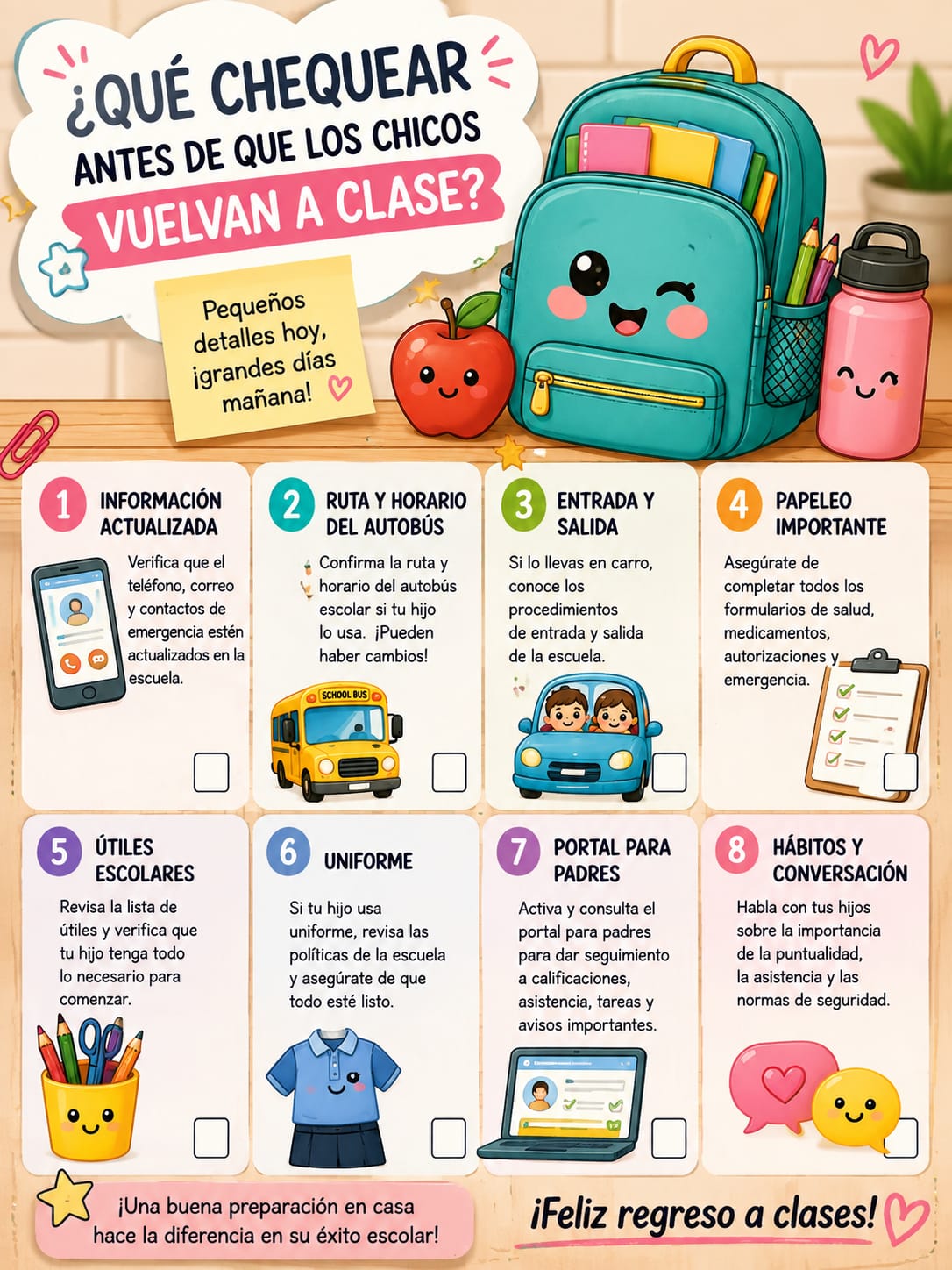 ¡Que no se te pase nada! Lista de verificación para el Regreso a Clases 📝✨