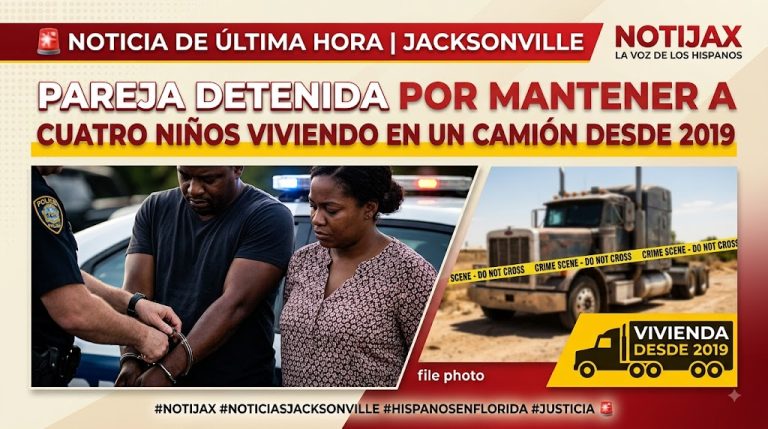 PAREJA DETENIDA POR MANTENER A CUATRO NIÑOS VIVIENDO EN UN CAMIÓN DESDE 2019