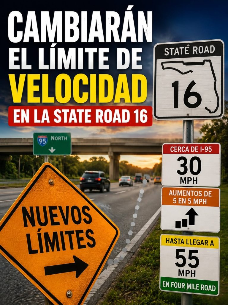 SEGURIDAD VIAL: FDOT MODIFICARÁ LOS LÍMITES DE VELOCIDAD EN LA CARRETERA ESTATAL 16 EN EL CONDADO DE ST. JOHNS