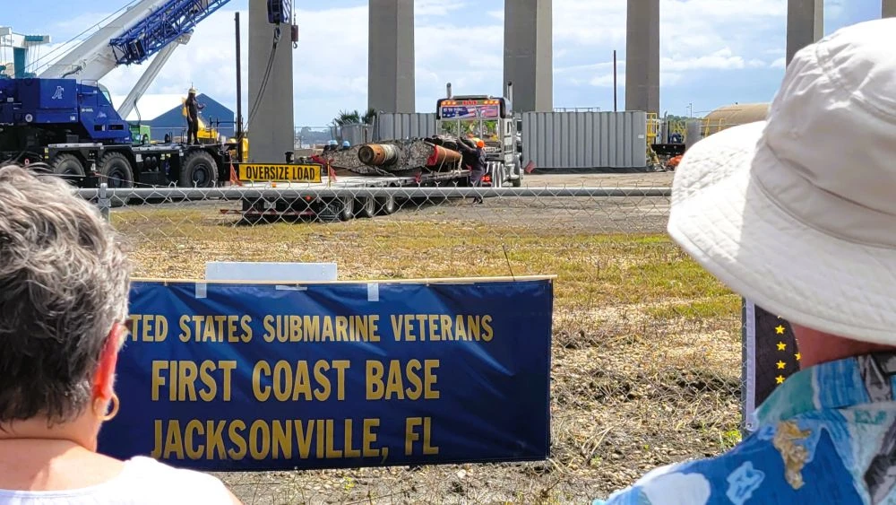 Pieces of USS Jacksonville roll into town for historic display