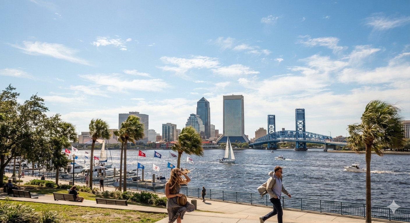 REPORTE DEL CLIMA: JUEVES MAYORMENTE SOLEADO, CÁLIDO Y VENTOSO EN JACKSONVILLE