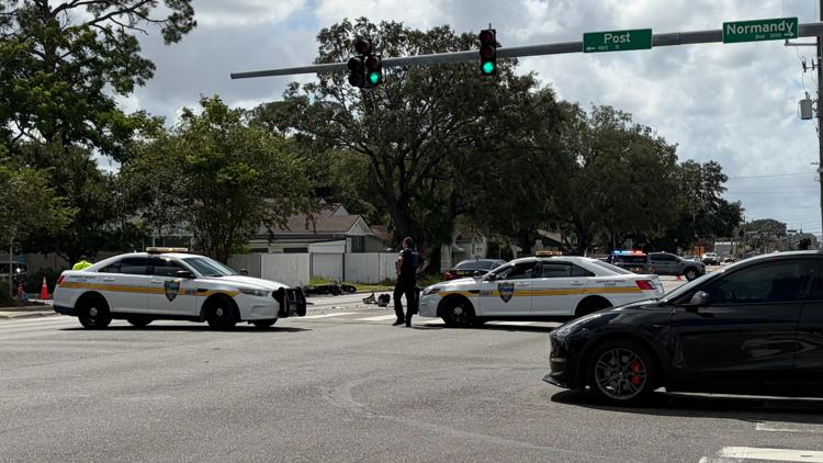 Adult hospitalized with life-threatening injuries after motorcycle crash on Jacksonville's Westside