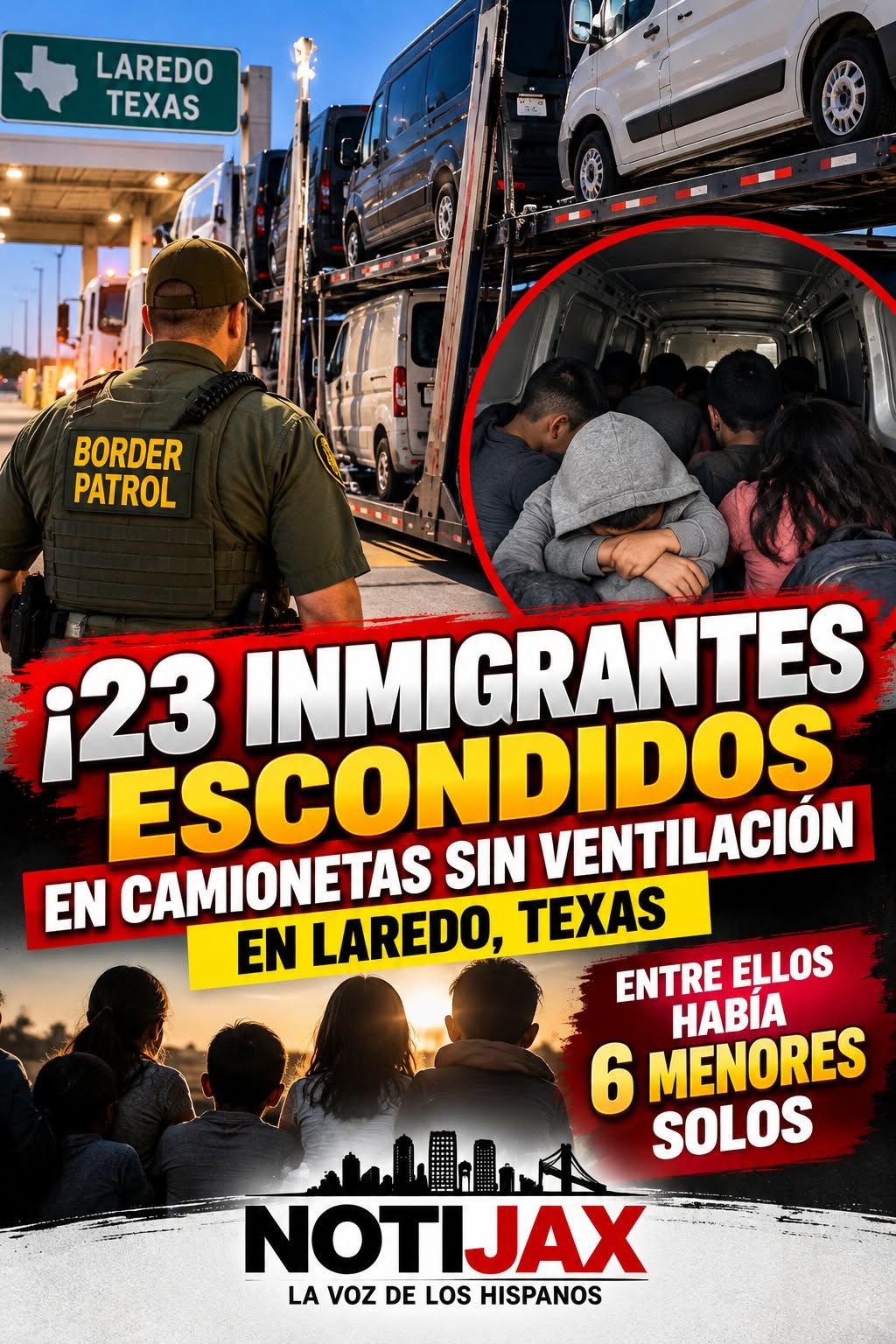 ¡23 INMIGRANTES ESCONDIDOS EN CAMIONETAS SIN VENTILACIÓN EN TEXAS! ENTRE ELLOS HABÍA SEIS MENORES SOLOS* ¡23 INMIGRANTES ESCONDIDOS EN CAMIONETAS SIN VENTILACIÓN EN TEXAS! ENTRE ELLOS HABÍA SEIS MENORES SOLOS*